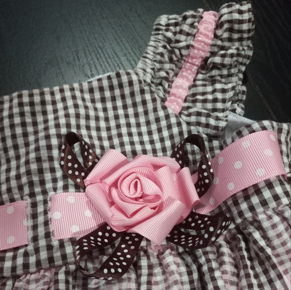 Rare 2 Pink and Heather Brown plaid Dress 18 months - Picture 3 of 4